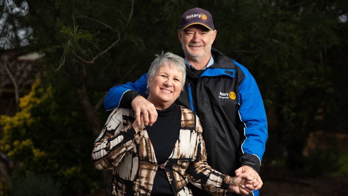 SERVICE ABOVE SELF: Suzanne and Brian Morgan are doing lots of work to better communities through their not-for-profit SIM's Camodia and East Maitland Rotary Club. Picture: Marina Neil.