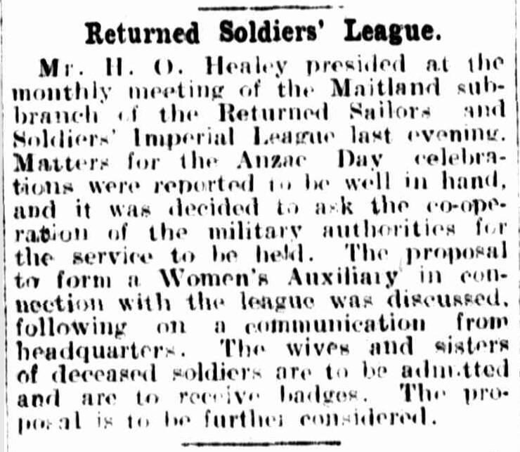 FIRST MENTION: A clipping from the Maitland Mercury, April 4, 1922. It was called the Maitland Daily Mercury at the time. 