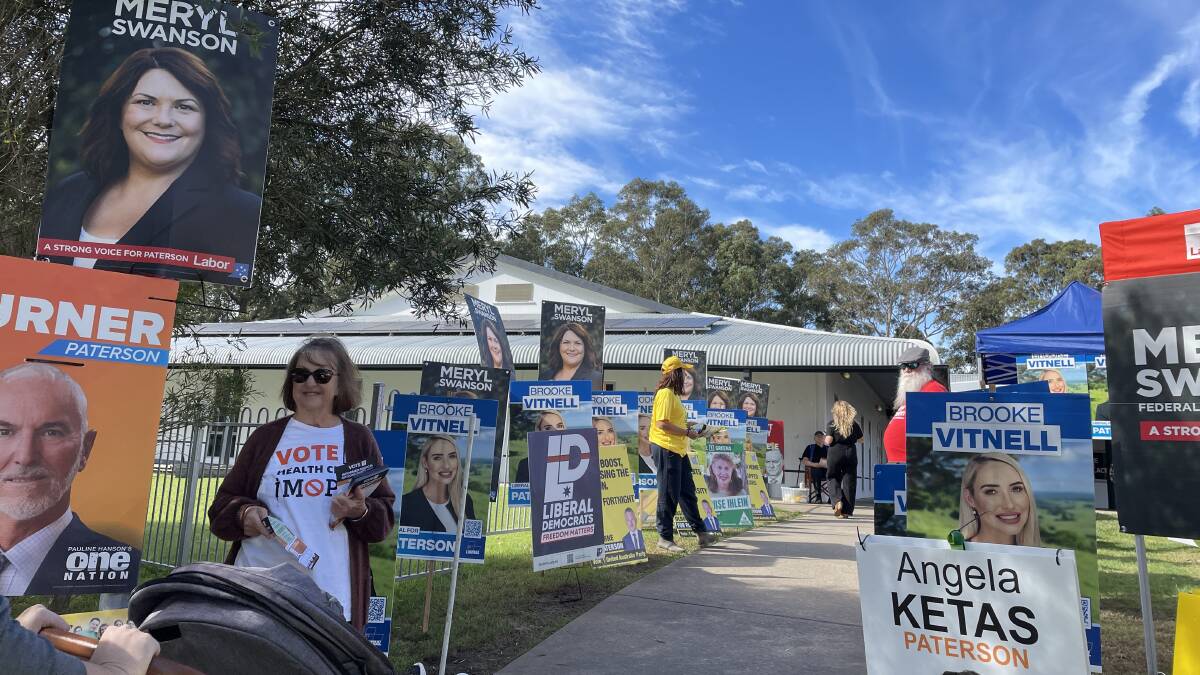 Wednesday morning at the East Maitland pre-polling centre. Pictures: Chloe Coleman.