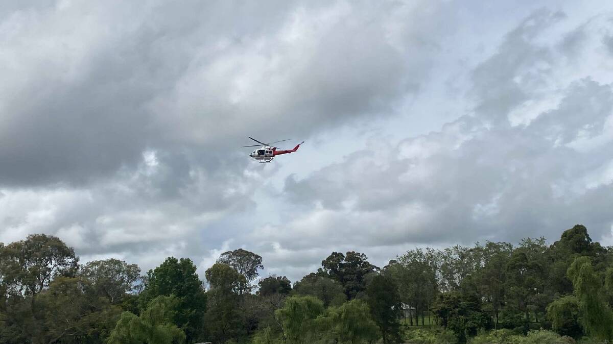 A helicopter over the police operation in Aberglasslyn. Picture supplied by Jacob Rumbel.