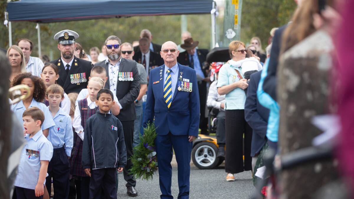 Former East Maitland RSL sub-branch secretary Neil Cromarty at the East Maitland morning service.