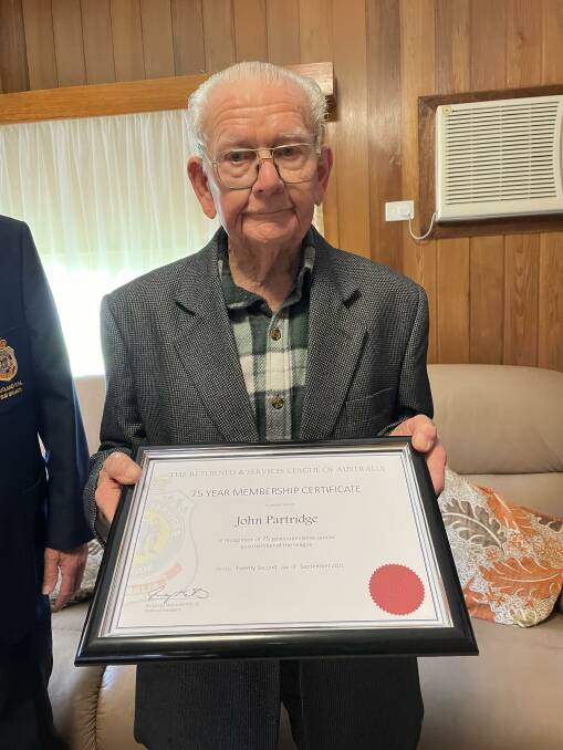 LONG SERVICE: Mr Partridge is the first member of the Maitland RSL Sub-Branch to receive the certificate.