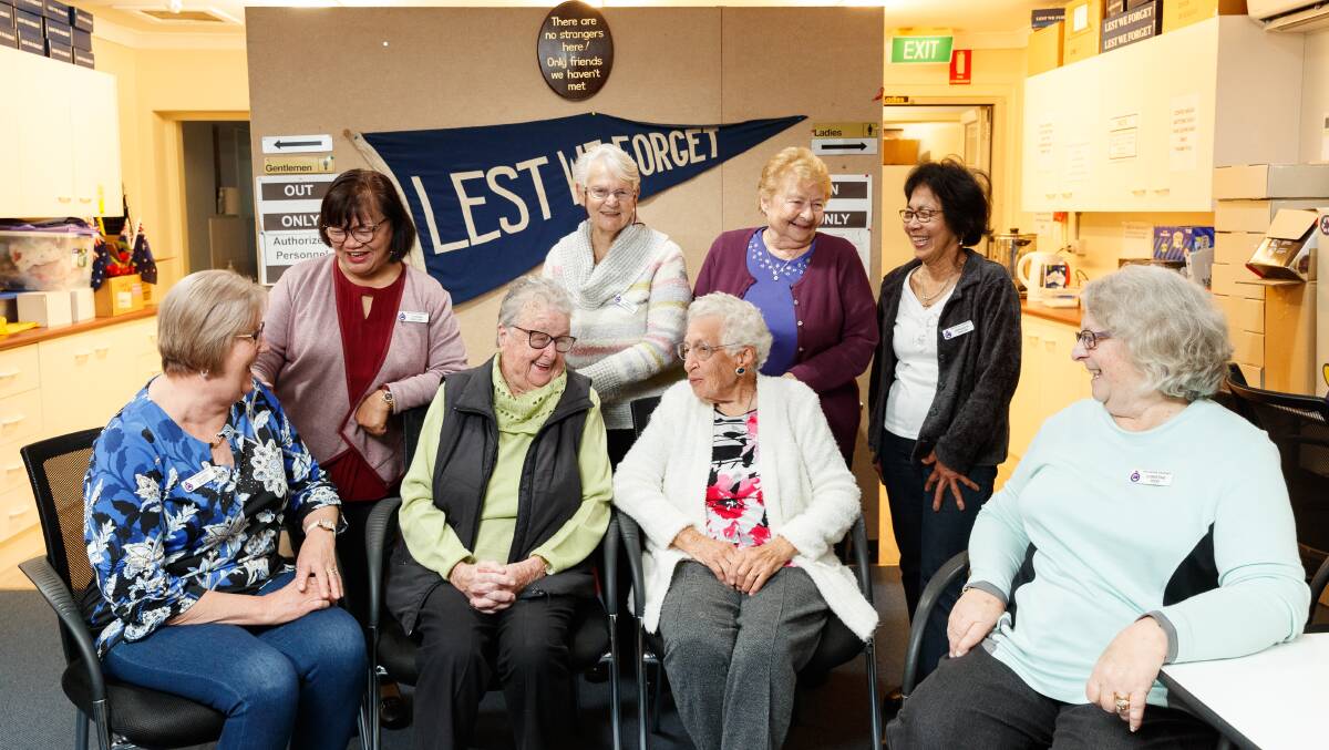 100 YEARS: Members of the Maitland RSL Women's Auxiliary gathered at the RSL sub-branch. Pictured: Colleen Elliott, Lucena McClure, Noeline Boyce, Irene Hemsworth, Peggy Hume, Margaret Jones, Enriqueta Winter and Christine Kidd. Picture: Max Mason-Hubers.