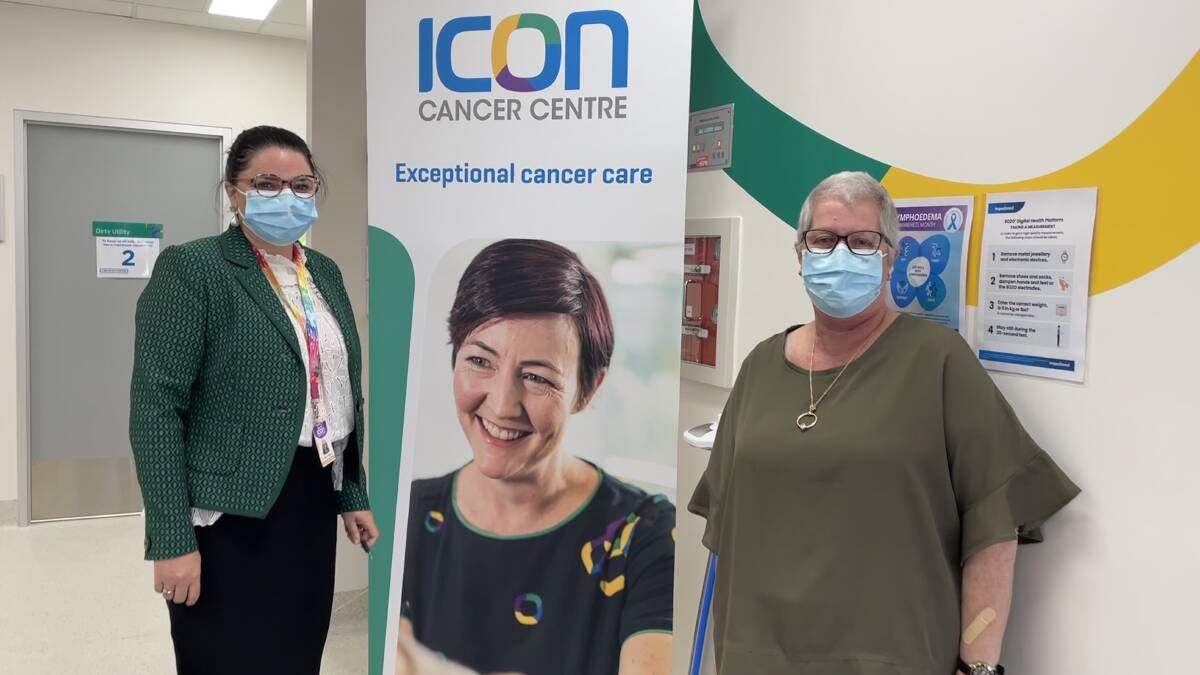 EARLY DETECTION: Radiation oncologist at Icon Cancer Centre Maitland with patient Marianne Wood. Picture: Chloe Coleman