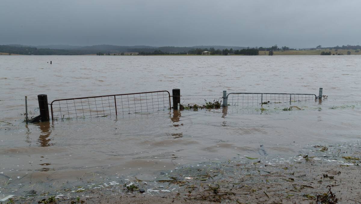 Flood waters cover farm land at Testers Hollow. Picture: Max Mason-Hubers.