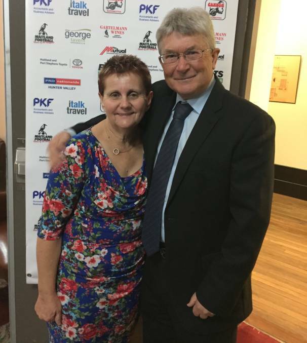 DEDICATION TO THE CLUB: Paul and Margaret at the football club's 2018 annual Black and White Night. Picture: Michael Hartshorn.
