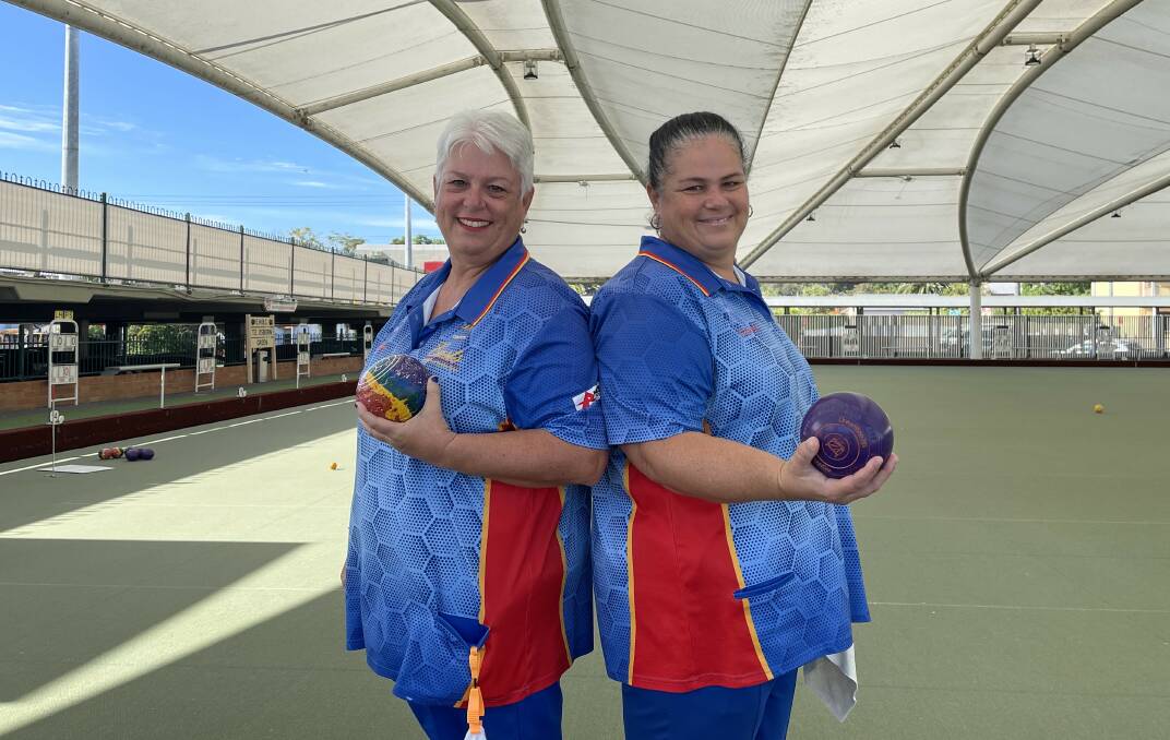 Hunter River District women's open singles bowls finalists Kathy Wilton and Simone Smith at East Maitland Bowling Club. Picture by Chloe Coleman