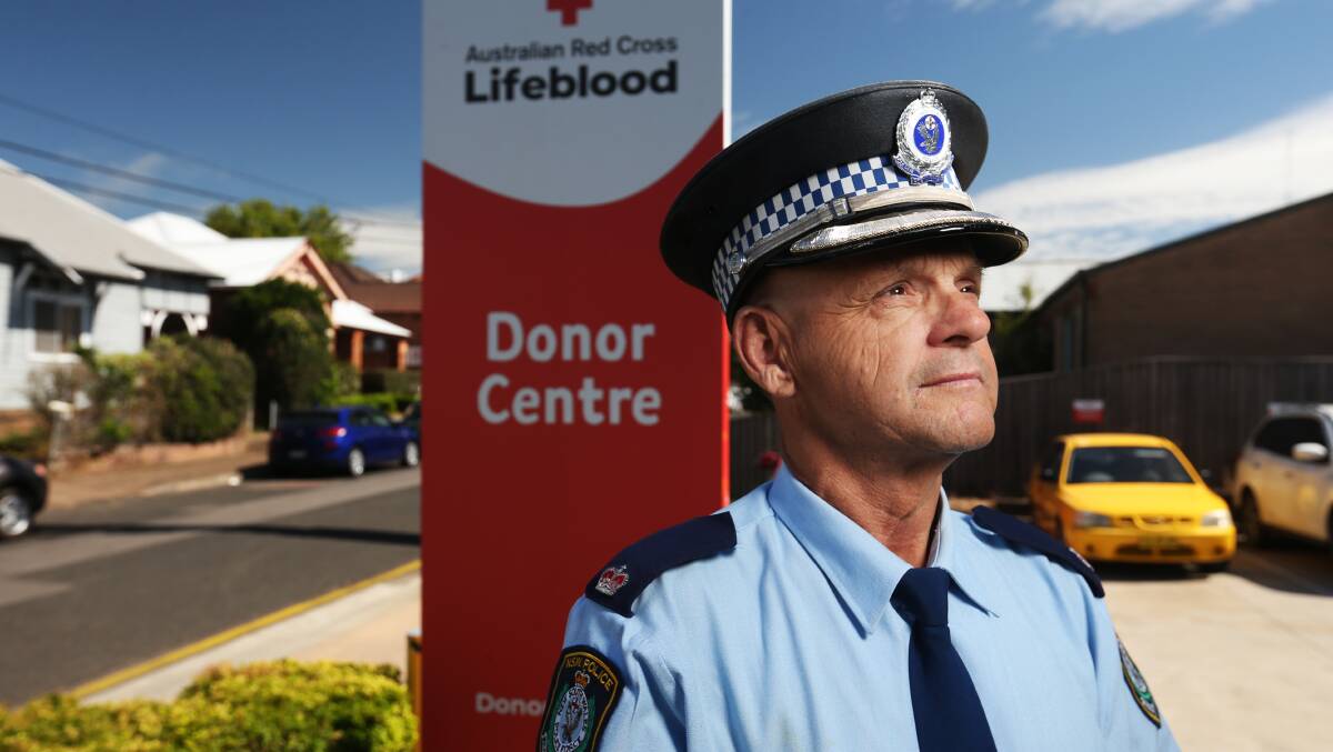 Officer in Charge at Maitland Police Station Chief Inspector Dan Skelly at the Maitland Donor Centre. Picture by Simone De Peak.