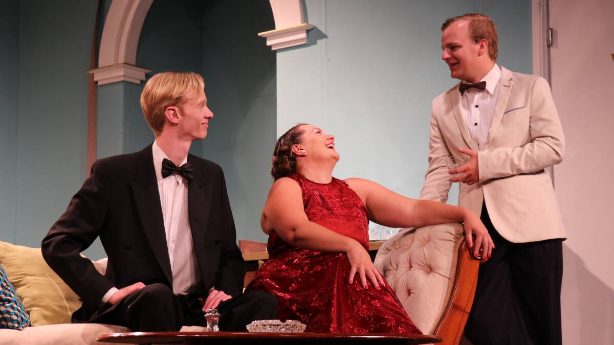 Cast members on stage - Richard Rae (Philip Lombard), Denni Mannile (Vera Claythorne) and Campbell Knox (Anthony Marston). Picture by Anne Robinson