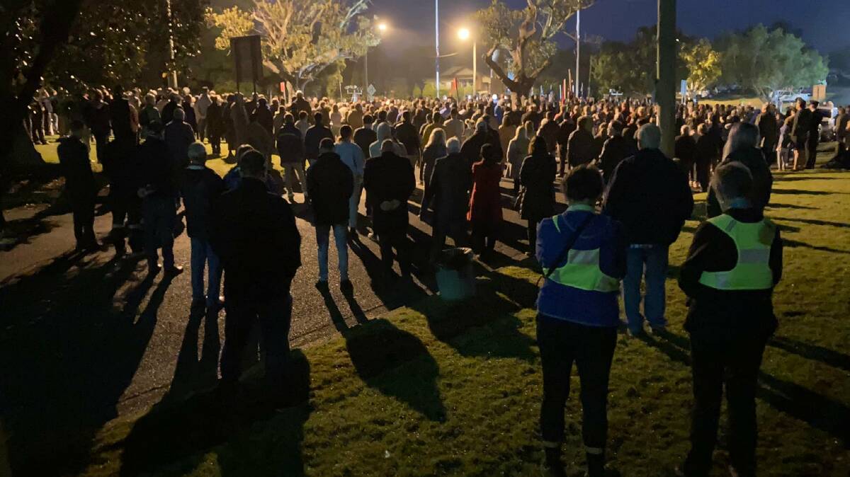 PAYING RESPECT: Large crowds came to pay their respects around Maitland and East Maitland (pictured) at 5.30am. Picture: Suzanne Morgan, Rotary Club of East Maitland.