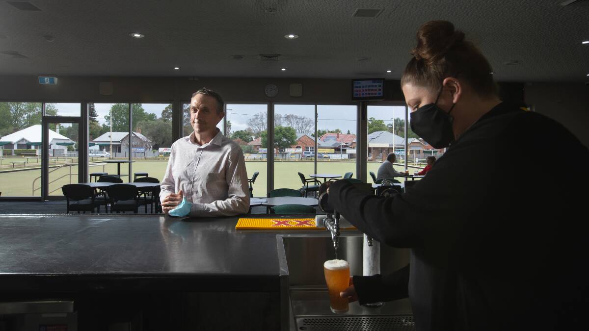 Taps flowing: Manager Blake Signal and Emma Balcomb have been kept busy with a steady flow of customers. Picture: Marina Neil. 