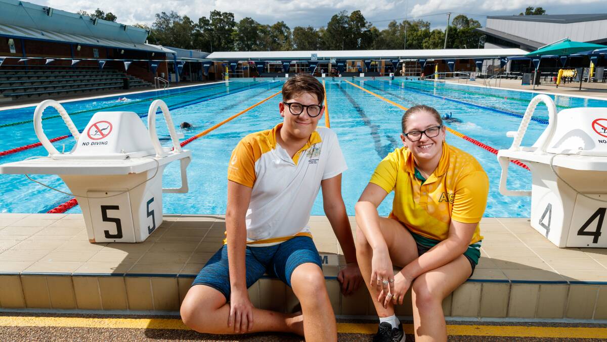 Isaac and Gabriella Howells at Maitland Aquatic Centre, where they swim with Valley Aquatic Club. Picture by Max Mason-Hubers.