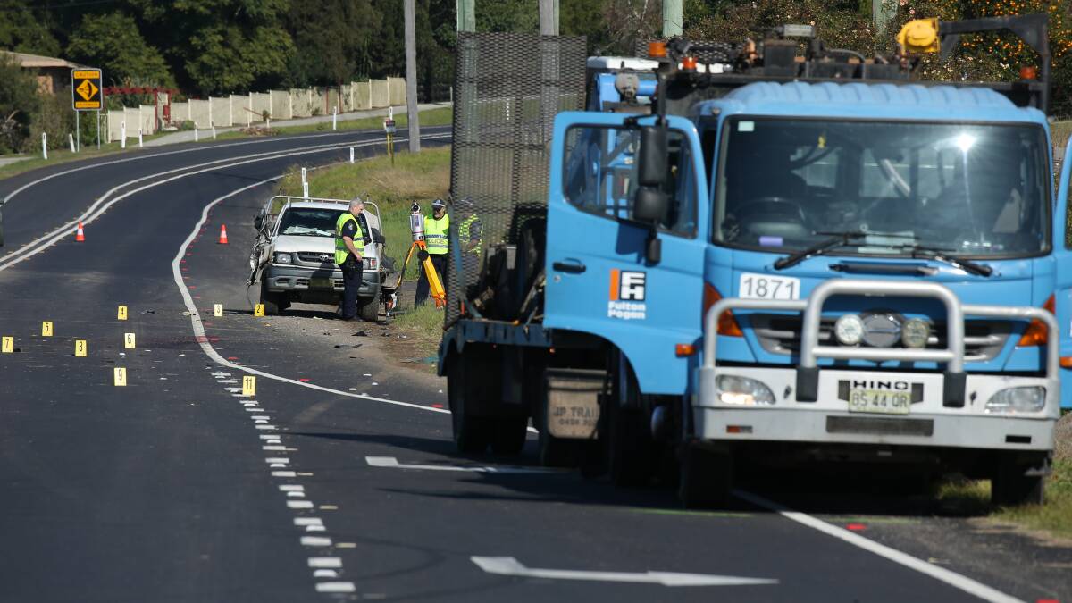 TRAGEDY: A pedestrian has died after being struck by a truck on Cessnock Road this morning. Pictures: Simone De Peak.