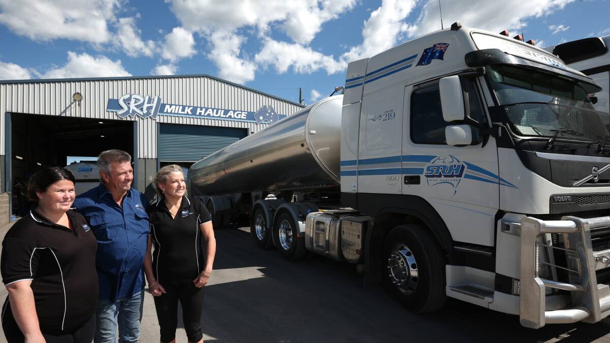FAMILY BUSINESS: Blair with her parents, Scott and Regina Harvey, who started SRH Milk Haulage in 1996 with just one truck. Picture: Simone De Peak.