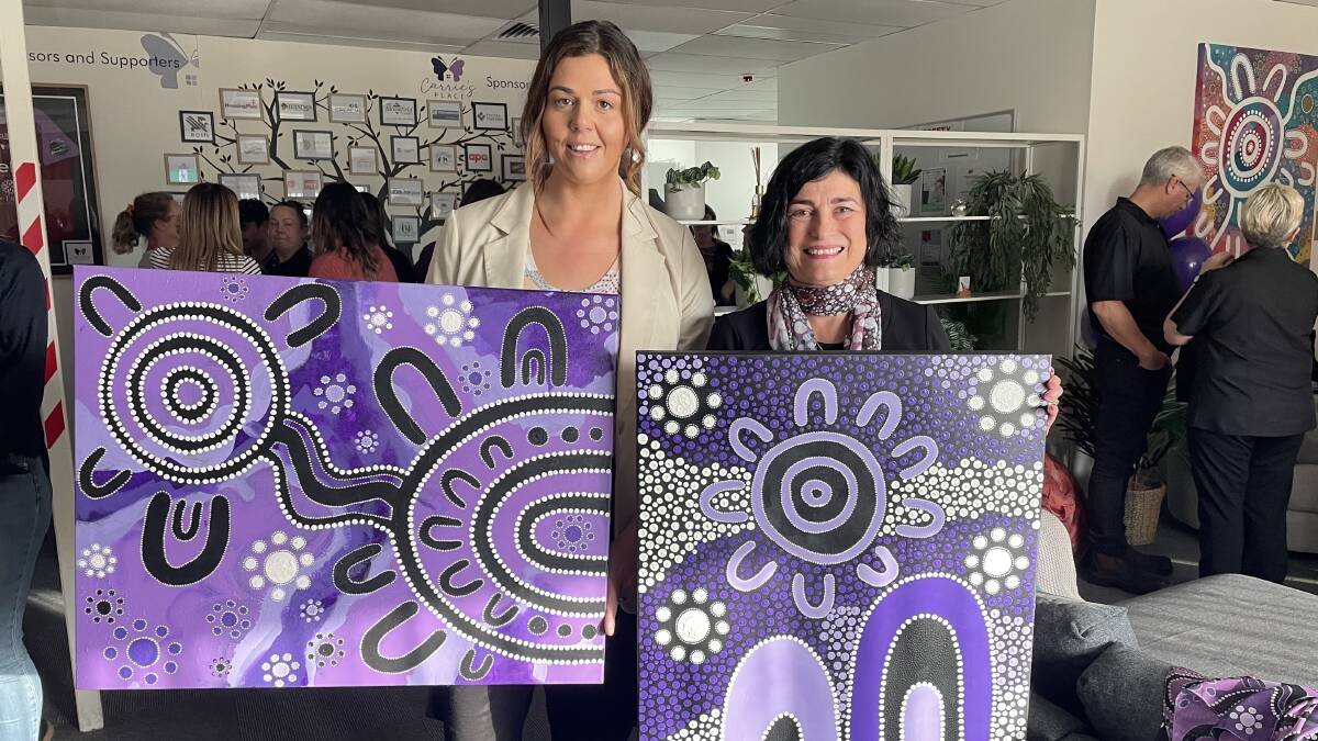 Carrie's Place CEO Jayne Clowes (right) with Jess Hopcroft from Dhiiyaan Art (left) who created the artworks for the new spaces. Picture by Laura Rumbel 