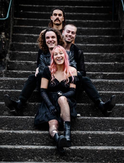 Local rock band Turpentine Babycino, from bottom to top, Georgie Winchester, Manuel Rohrl, Cormac Grant and Gabriel Argiris. Picture by Wanagi Zable-Andrews