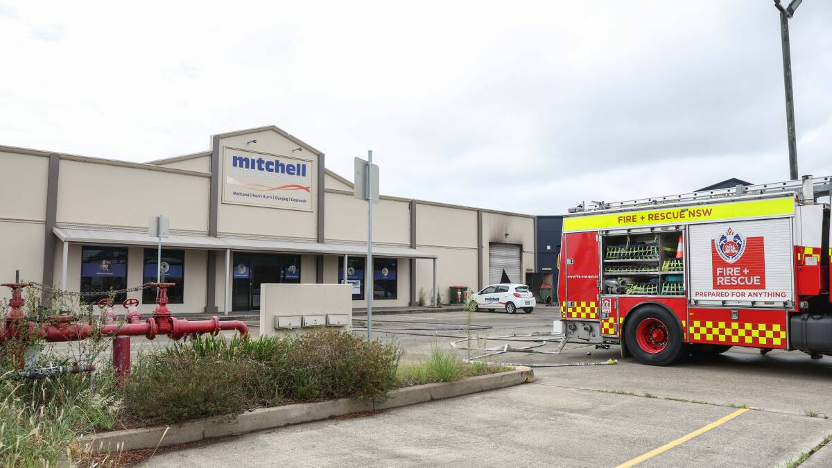 An advanced fire damages the interior of the Mitchell Integrated Therapy building on High Street, Maitland. Picture by Marina Neil