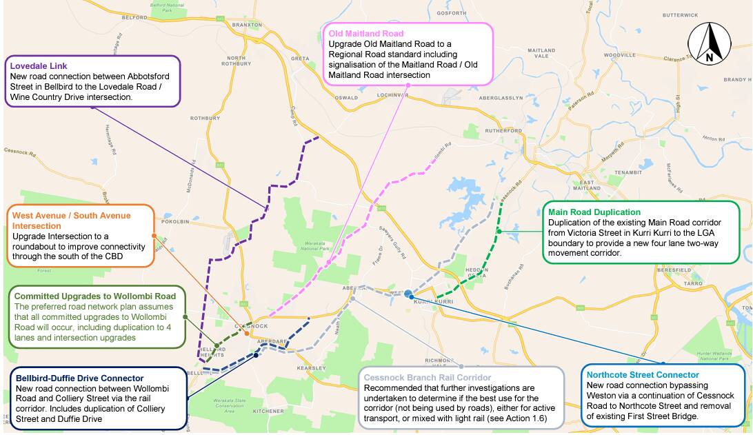 Cessnock City Council's preferred plan for updating roads under the strategy