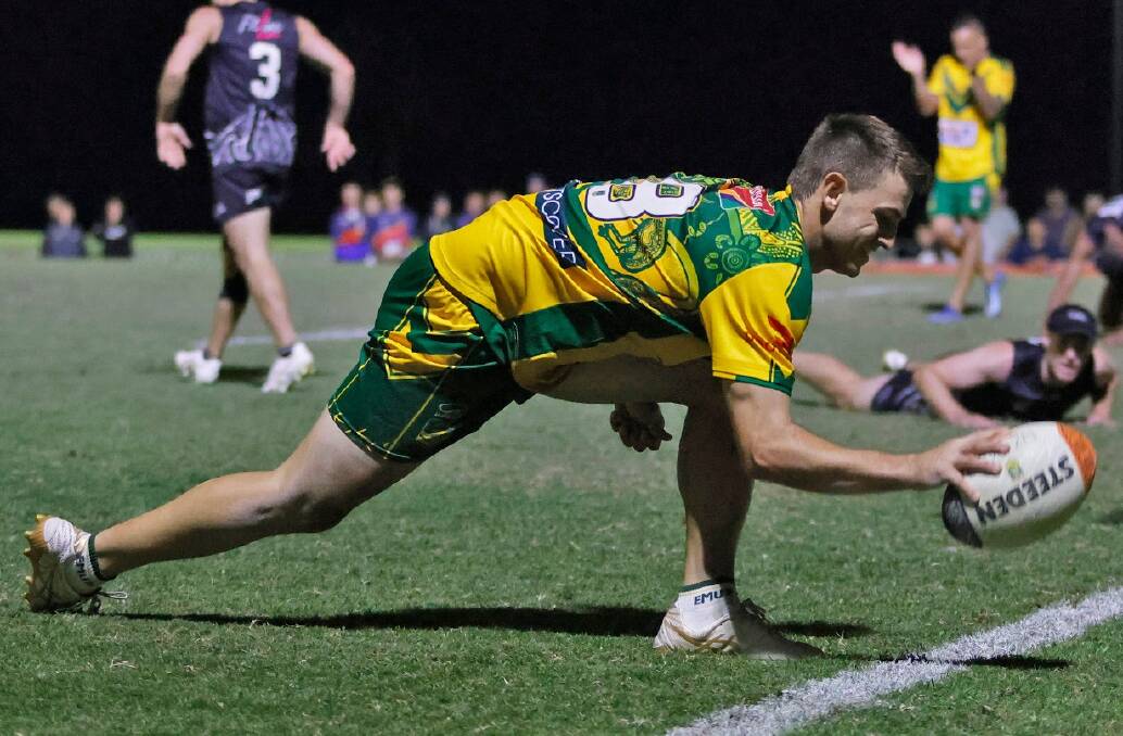 Jack Edwards scores the match winner against New Zealand in a trans-Tasman series in April. Picture by Touch Football Australia