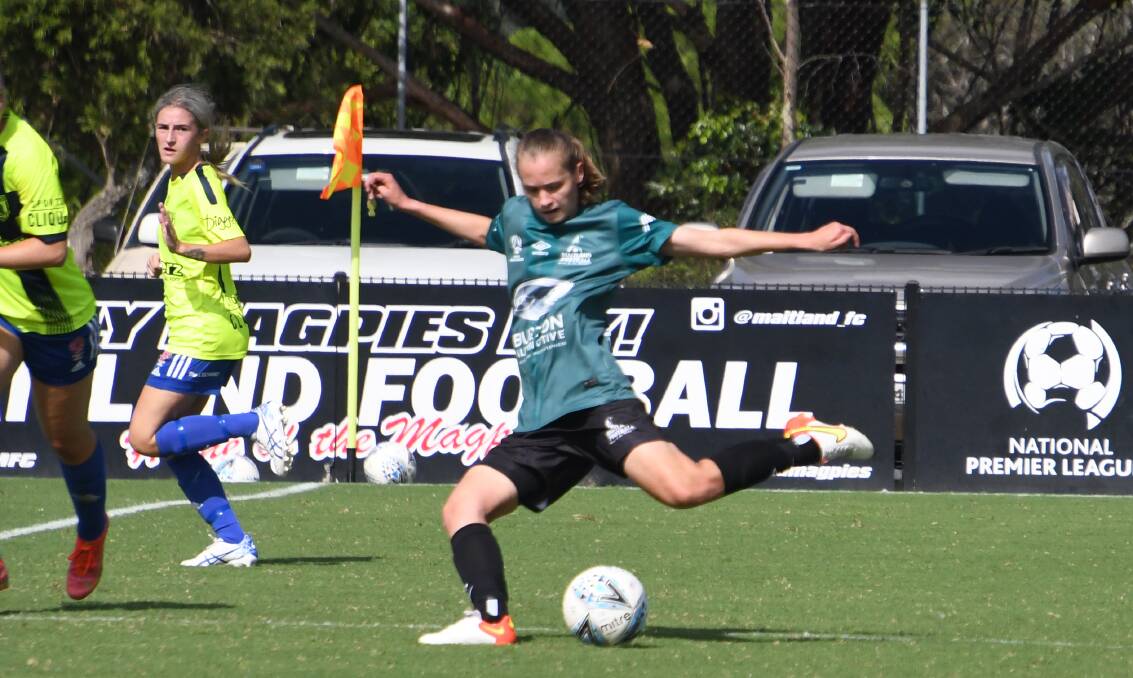 Maitland's Chelsea Greguric won her side a second half penalty against New Lambton. File photo