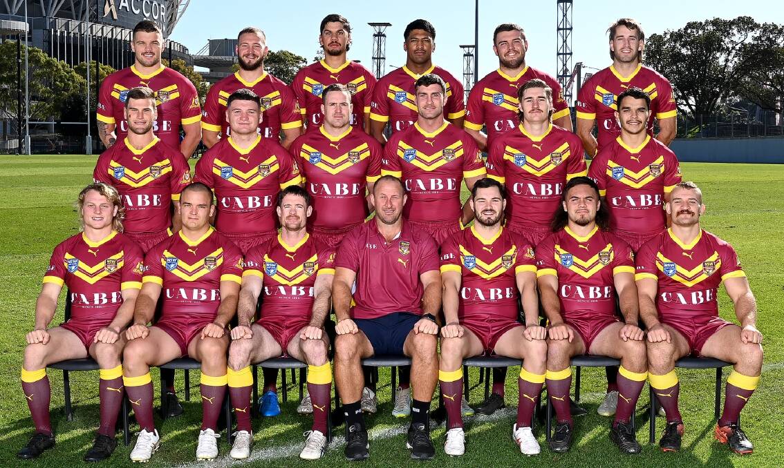 Gary Anderson, James Bradley, Jayden Butterfield, Chad O'Donnell and Lincoln Smith from the Maitland Pickers joined Sam Clune and Luke Huth from the Cessnock Goannas in the NSW Country side. Picture by NSW Rugby League