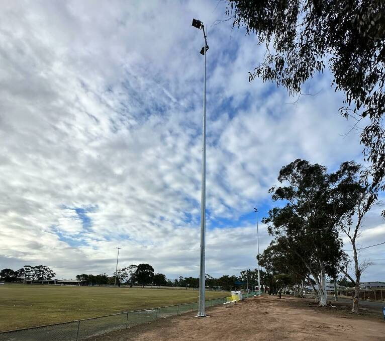 The new lights at Lochinvar Sporting Complex. Picture by Lochnivar FC