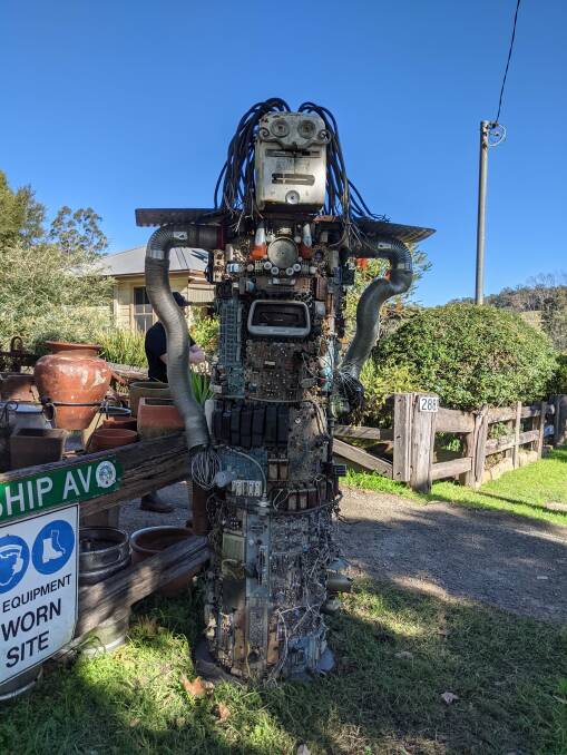 Eye catching: Rod the robot outside The Forge Wollombi.