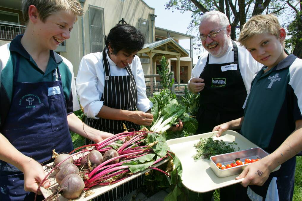 In 2009: Dempster and chef Barry Meikeljohn promoting healthy food.