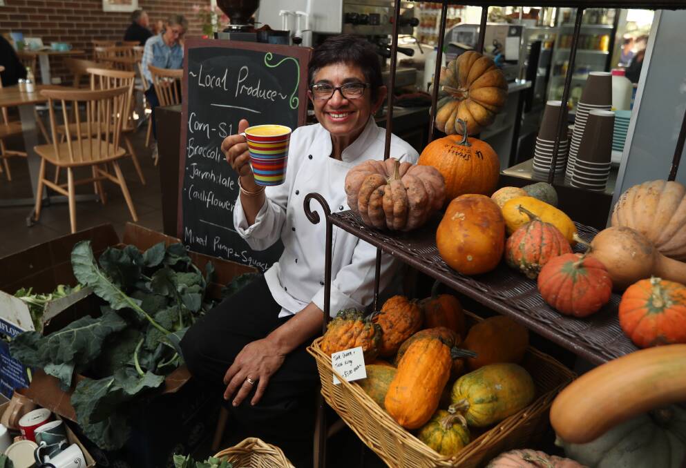 Pioneer: Amorelle Dempster, Slow Food advocate and market pioneer with pumpkins in Maitland in May. Picture: Jonathan Carroll