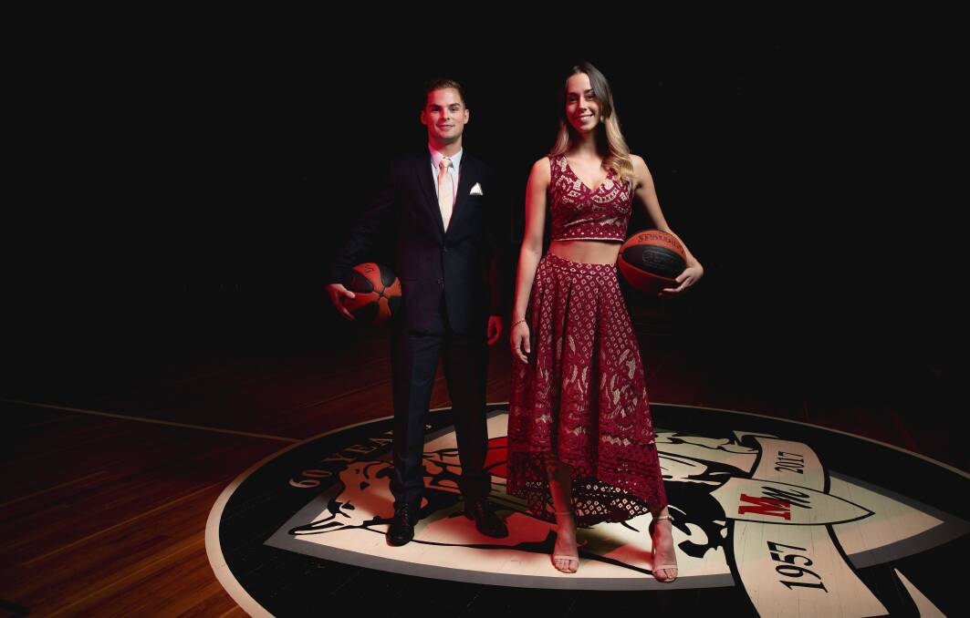 FUN: Mustangs player Connor Edwards and model Charleigh Oliver all dressed up ahead of the After Dusk fundraising event. Picture: Marina Neil