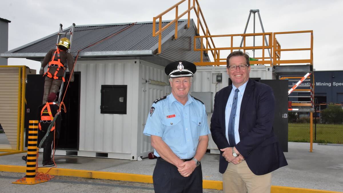 Project Director for the NSW Fire and Rescue superintendent Ken Murphy and Minister for Emergency Services Troy Grant at the opening of the new training props at Rutherford Fire Station.
