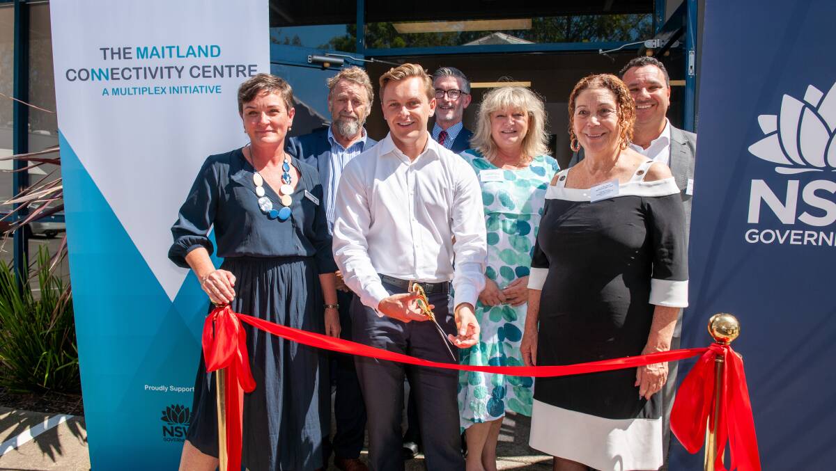 OPEN: Taylor Martin with representatives from Health Infrastructure, Hunter New England Health, Multiplex and Council. Picture: Firebug Photography