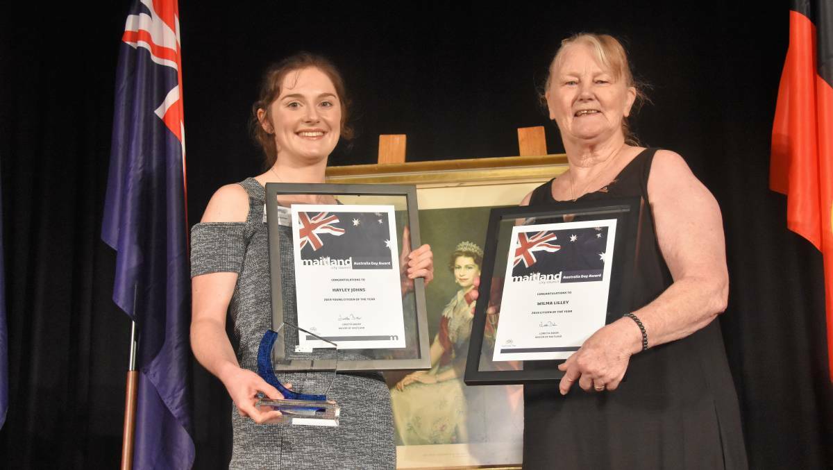 Young Citizen of the Year Hayley Johns with Citizen of the Year Wilma Lilley after they received their accolades on Australia Day in 2020.