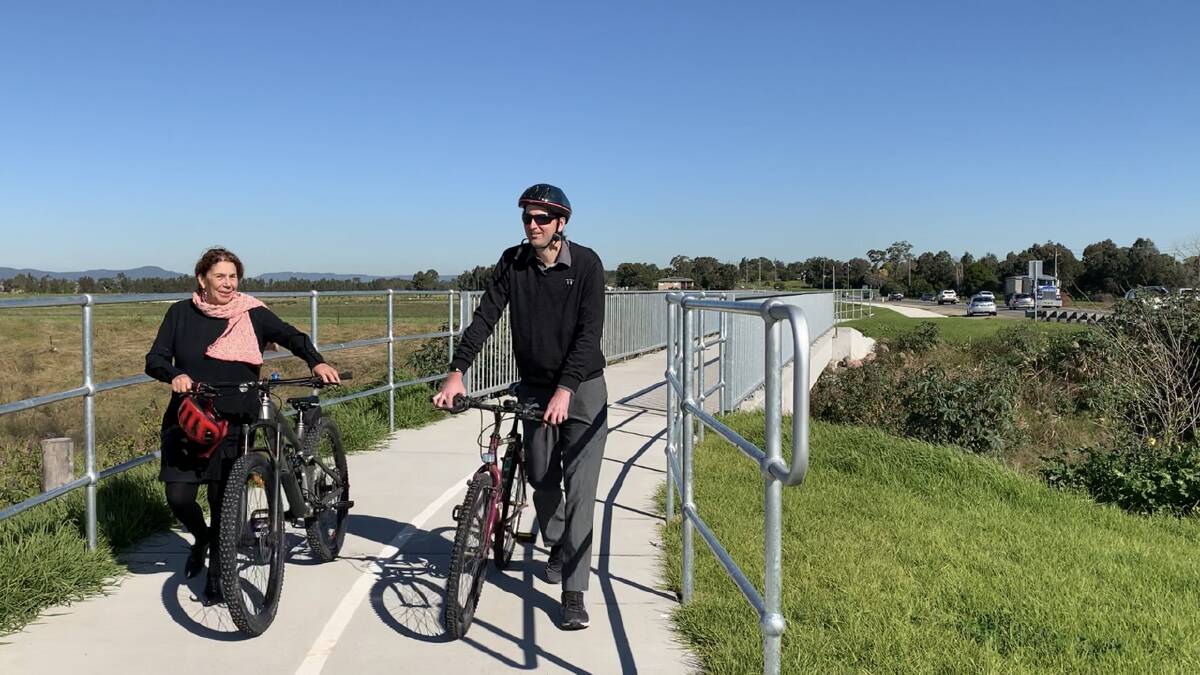 ON TRACK: Maitland mayor Loretta Baker with Infrastructure Project engineer Chris Pinchen at the newly completed Cessnock Road Cycleway. Picture: Supplied