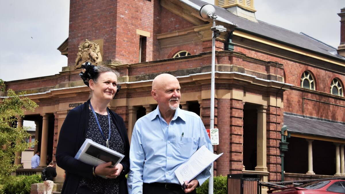 Dr Donna Booths and Dr Barry Ross outside Maitland court house. 