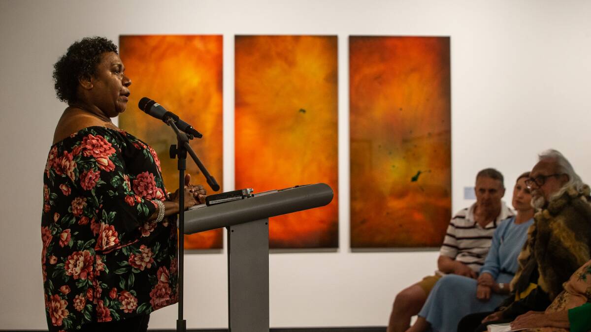 ART: Eddie Mabo's daughter and co-curator Gail Mabo was the special guest at Maitland Regional Art Gallery's summer launch. Picture: Marina Neil