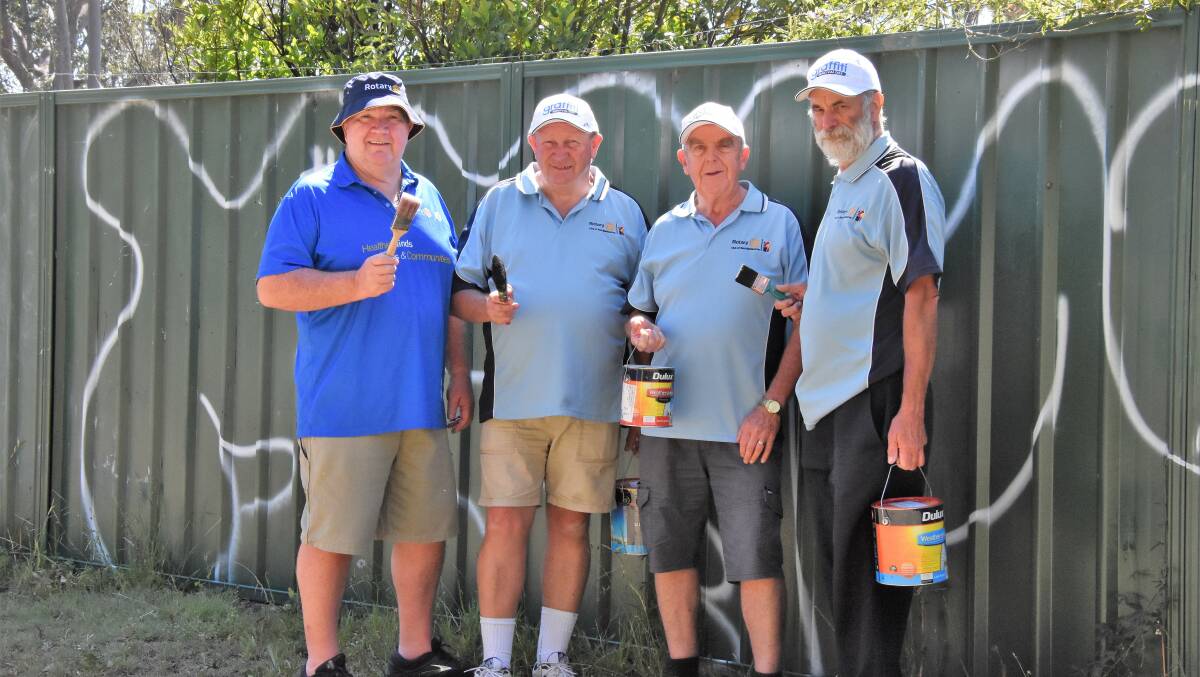 CLEAN UP: Rotary Club of East Maitland members, pictured, will be removing graffiti across the city on Sunday. 