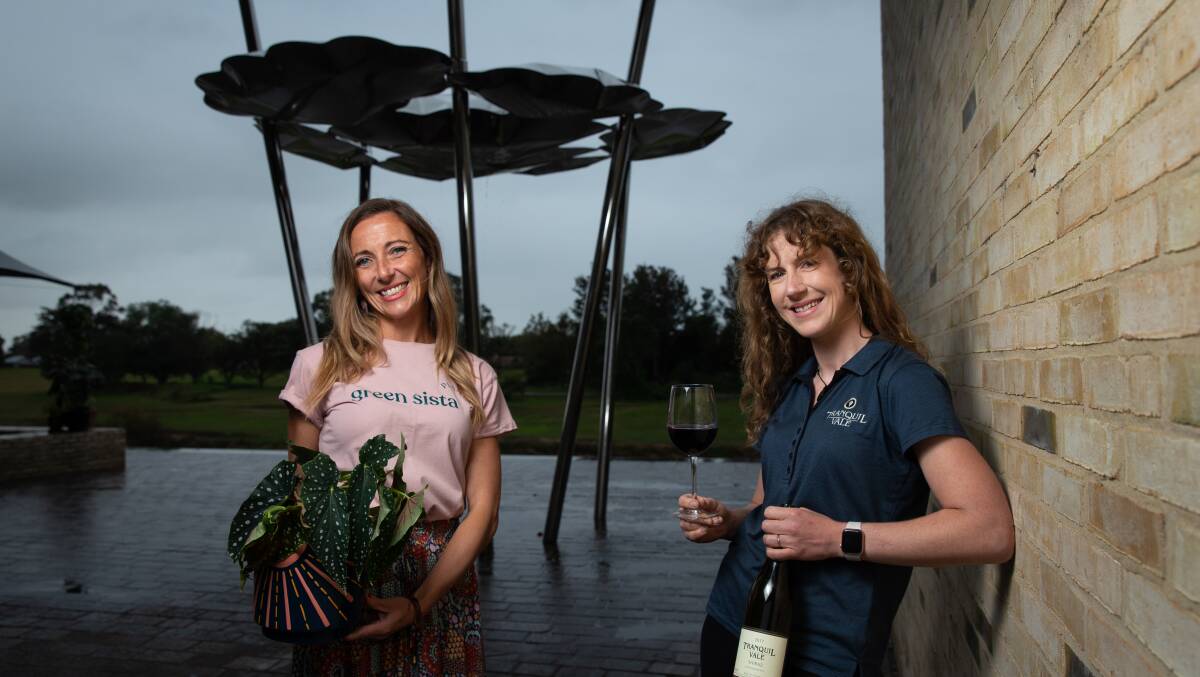 DELICIOUS Green Sista Plant Co's Jess Shears and Tranquil Vale Wines' Connie Griffiths are ready for this week's Taste Festival. Picture: Marina Neil