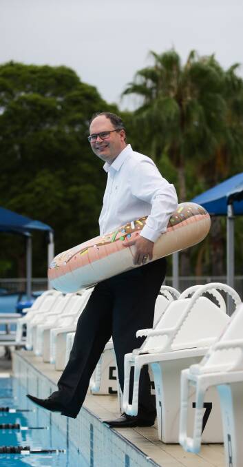 SPLASH: Liberal councillor Mitchell Griffin at Maitland Pool.
