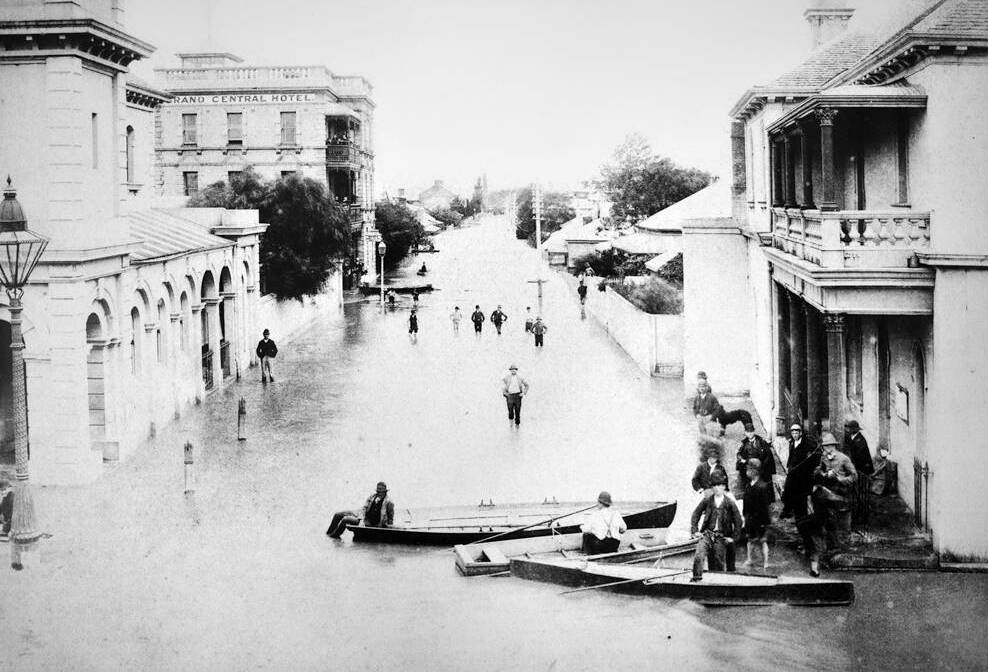 WATER: Scenes from the 1955 flood. In Maitland, the flood reached a peak height of 12.1 metres at the Belmore Bridge gauge. 