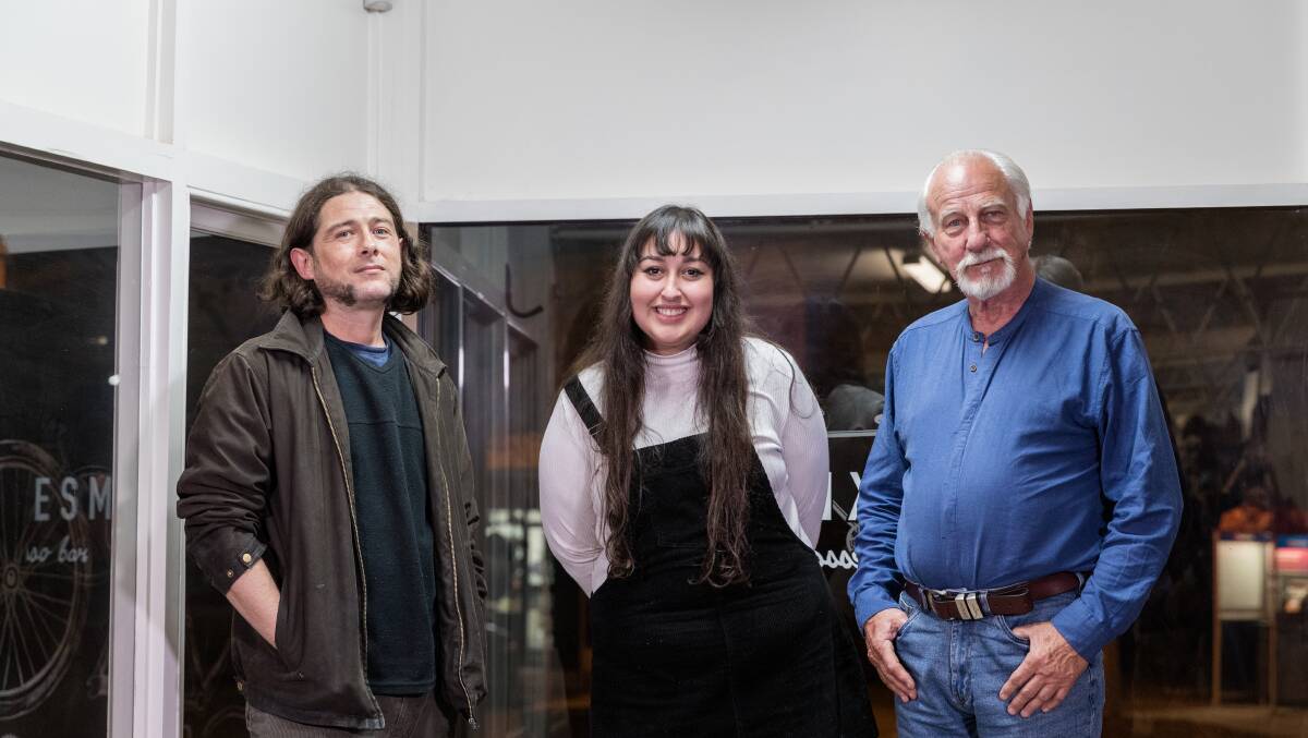 EXPRESSION: Hunter Poetry Slam winners Alex Martin, Holly Jamadar and Jan Iwaszkiewicz at the Maitland heat on Thursday night. Photo: One Stop Productions.