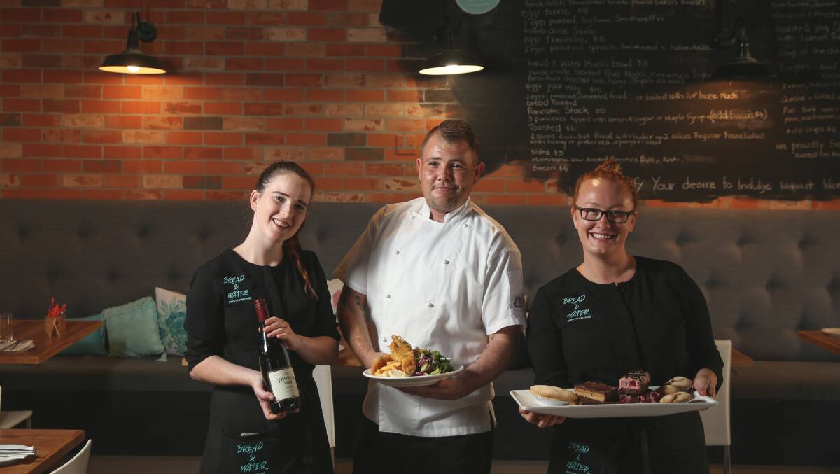 GLUTEN FREE: Chef Lee Lester with Charlotte Walters and Taylor Martin pictured at the gaol's new cafe. PICTURE: Marina Neil.