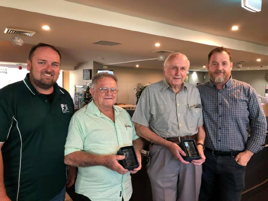 BURB WATCHERS: From left Bill Hackney, Mick O'Hearn, Stan Farnham and Senior Constable Kel Boak, pictured at the Telarah presentation. Picture: Supplied.
