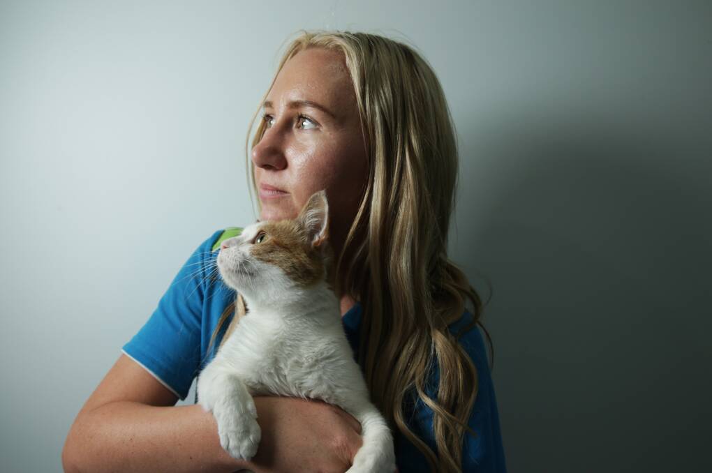 MEOW: Shelter supervisor Lucy Macrae with Ginny the cat, who after more than 70 days in care has been adopted.