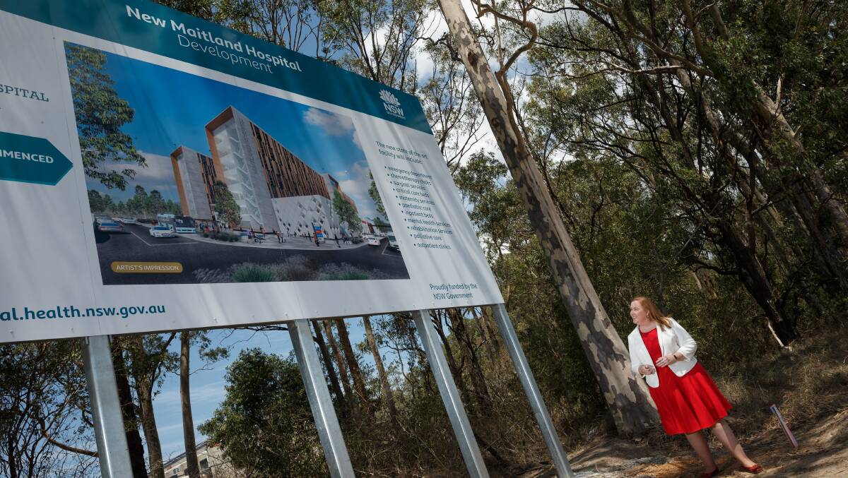 Maitland MP Jenny Aitchison at the site of the New Maitland Hospital at Metford. Picture: Max Mason-Hubers