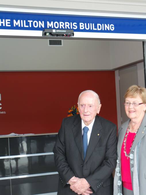 The Honourable Mr Milton Morris AO and HVTC Director Kay Sharp AM at the opening of the HVTC Skills Centre in Rutherford in 2014.
