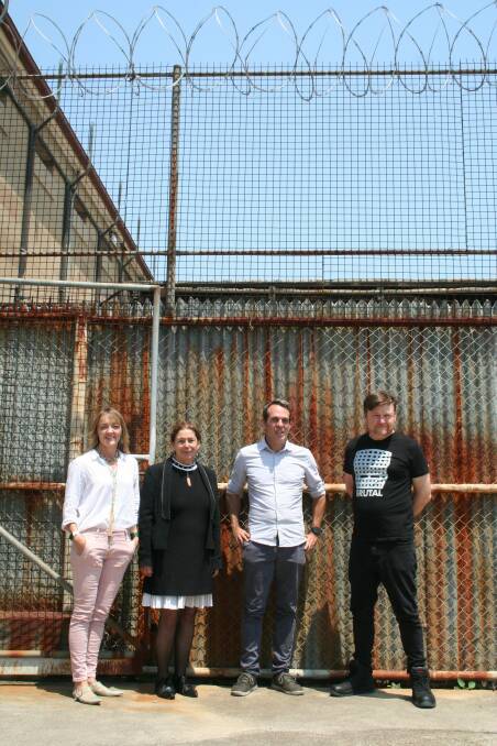 SHOWCASE: Real Film Festival director Annette Hubber, Maitland mayor Loretta Baker, VR + VFX expert Michael Cox and filmmaker Chit Chat Von Loopin Stab at the gaol.