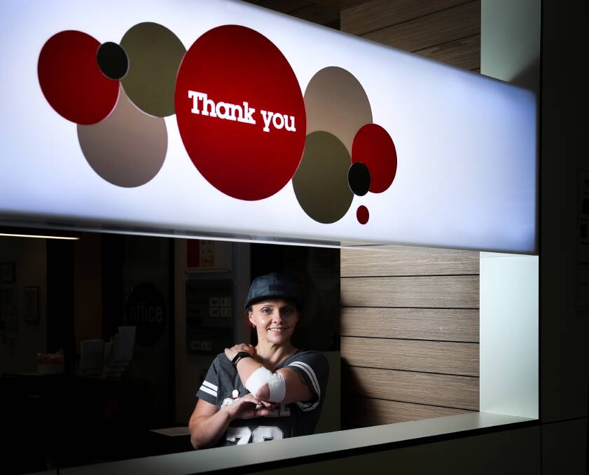 GOOD DEED: Sally Eyre marked a milestone with her 50th blood donation at the Maitland Donor Centre, which currently needs 300 extra donations. Picture: Marina Neil