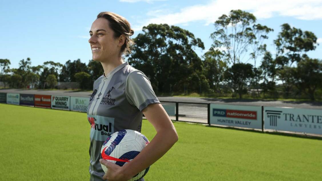 Maitland Magpies Women's Premier League vice-captain Madi Gallegos at Cooks Square Park. The new squad will play their first game on Sunday. Picture: Simone De Peak