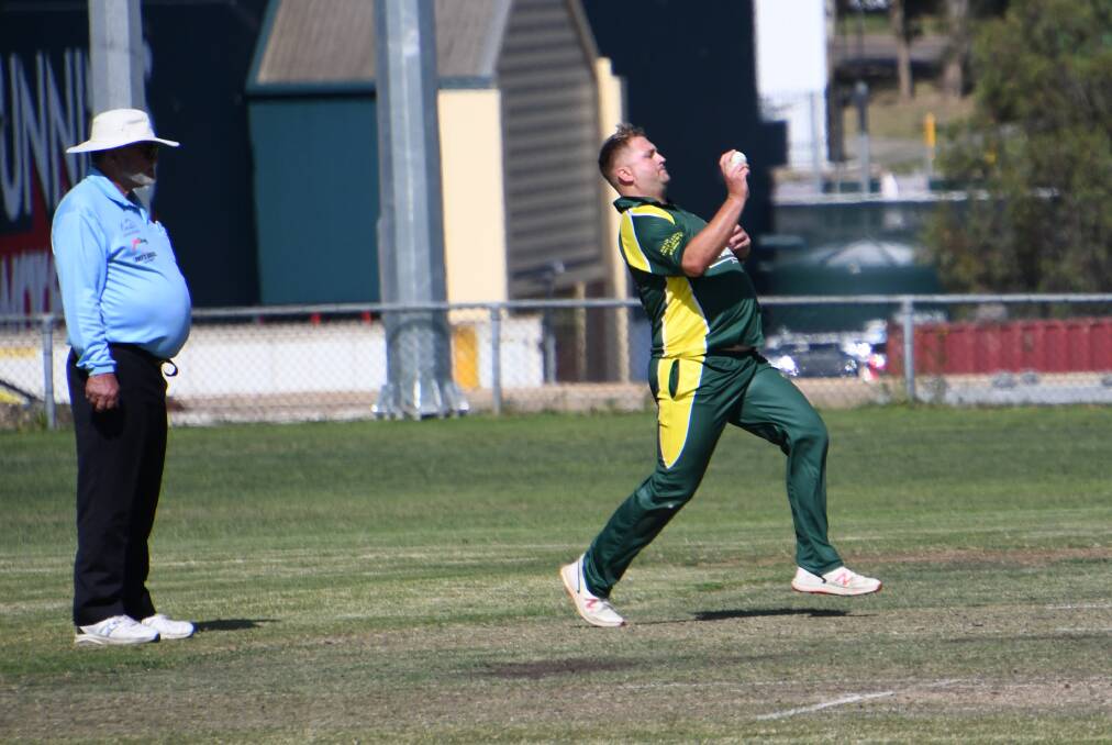 Wests skipper Mitchell Fisher (pictured earlier this season) was on a hat-trick and finished with 3-23 off 10 overs. Picture by Michael Hartshorn